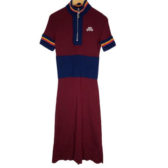 Marina Moscone Cycling Dress Wool Turtleneck Sweater Midi Size M Red - Picture 5 of 14